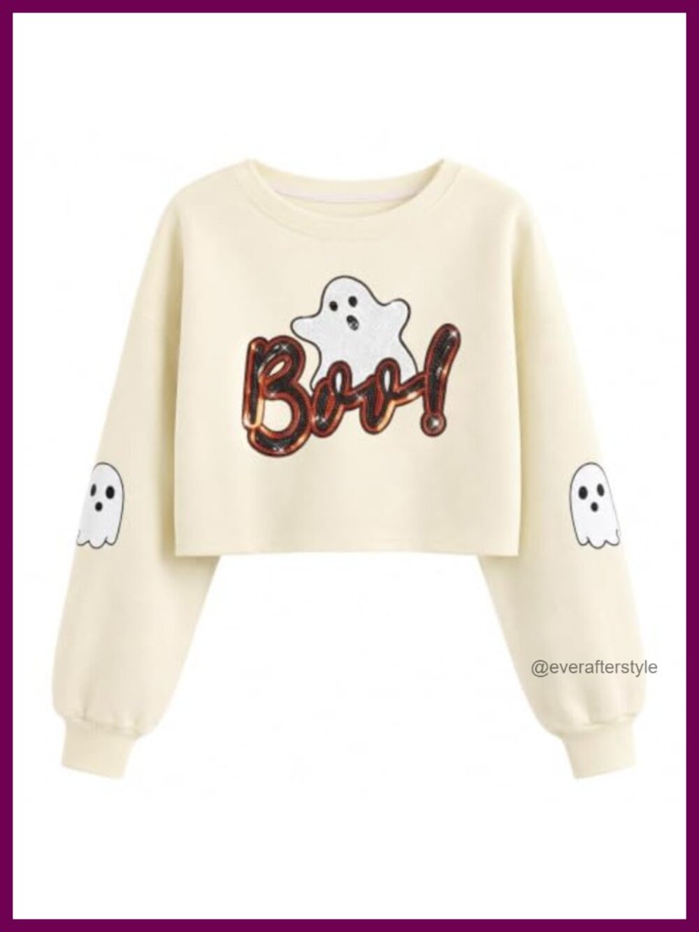 Cropped Sweatshirt Ghost Skull Graphic Halloween Pullover Women Fall